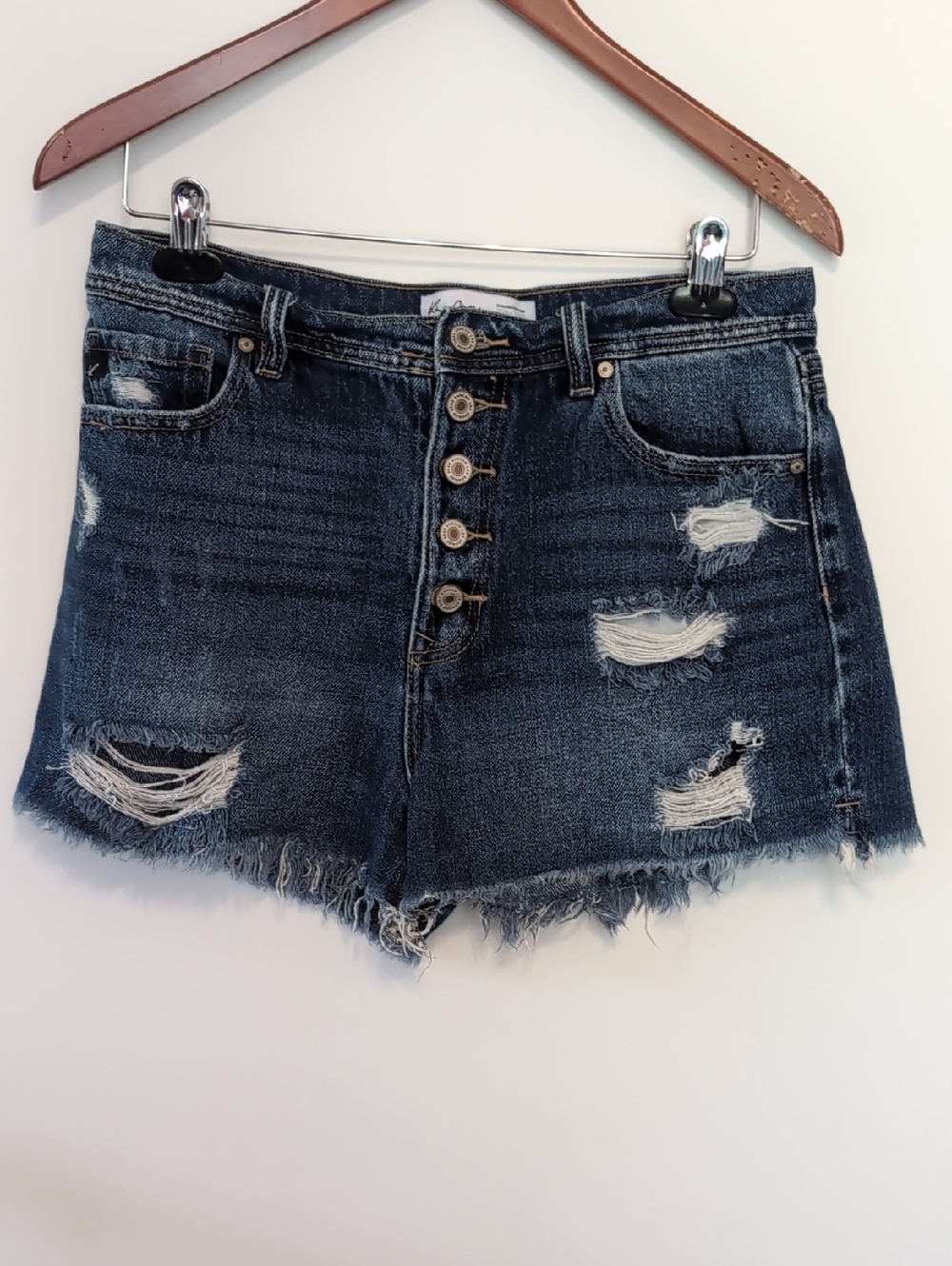 Kancan Button Fly High-rise Distressed Cutoff Shorts Size 28